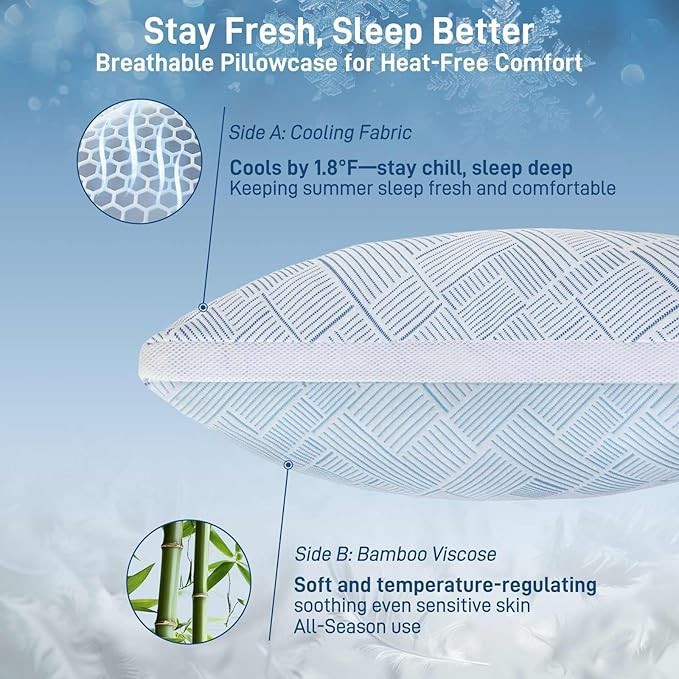 Queen Size 2-Pack Cooling Bamboo Memory Foam Pillows (Oeko-TEX Certified) manufacturers